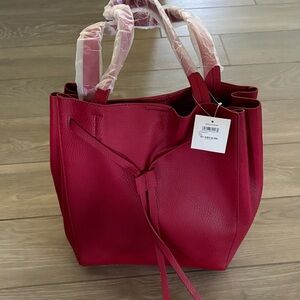Pebbled Red Tote with Front Tie